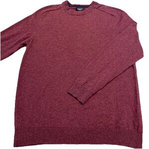 Selected Homme Mens Crewneck Sweater Size XL Burgundy Merino Wool Silk Luxury
